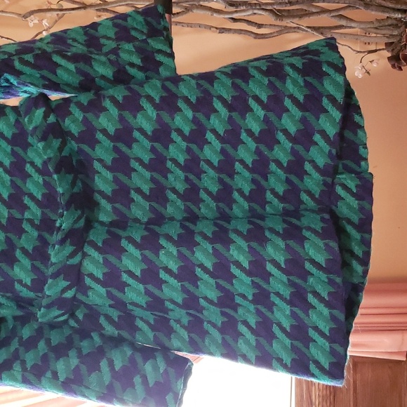 Green and Blue Houndstooth Double Breasted Wool Pea Coat with slight A Line. NWT - Picture 14 of 15